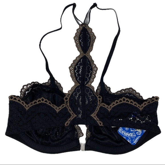 Free People black Slow Dance underwire bra‎ 32C new - Picture 4 of 5